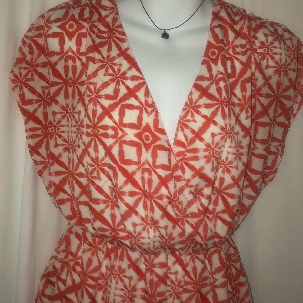 Orange/White Patterned Romper - Picture 2 of 4